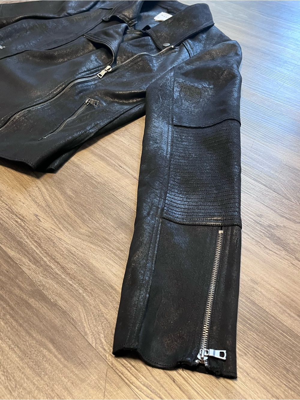 Marrakech ANTHROPOLOGIE Black Faux Leather Moto Jacket Women’s Size Medium - Picture 6 of 9